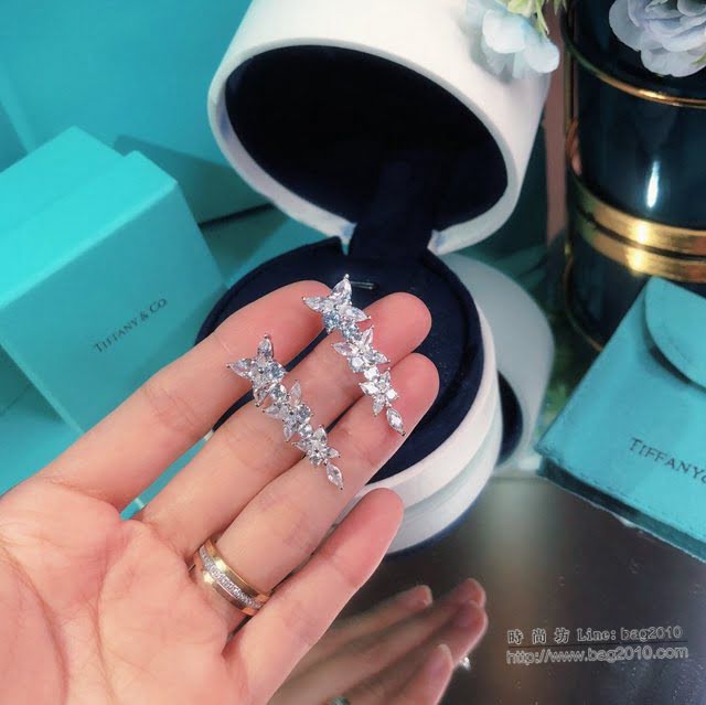 Tiffany純銀飾品 蒂芙尼女士專櫃爆款馬眼全鑽花簇八心八箭耳環耳釘  zgt1737
